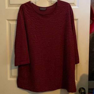 EUC ⭐️NEVER WORN!⭐️Special Thyme Ltd Maroon Textured Long sleeve Top, Sz 3x